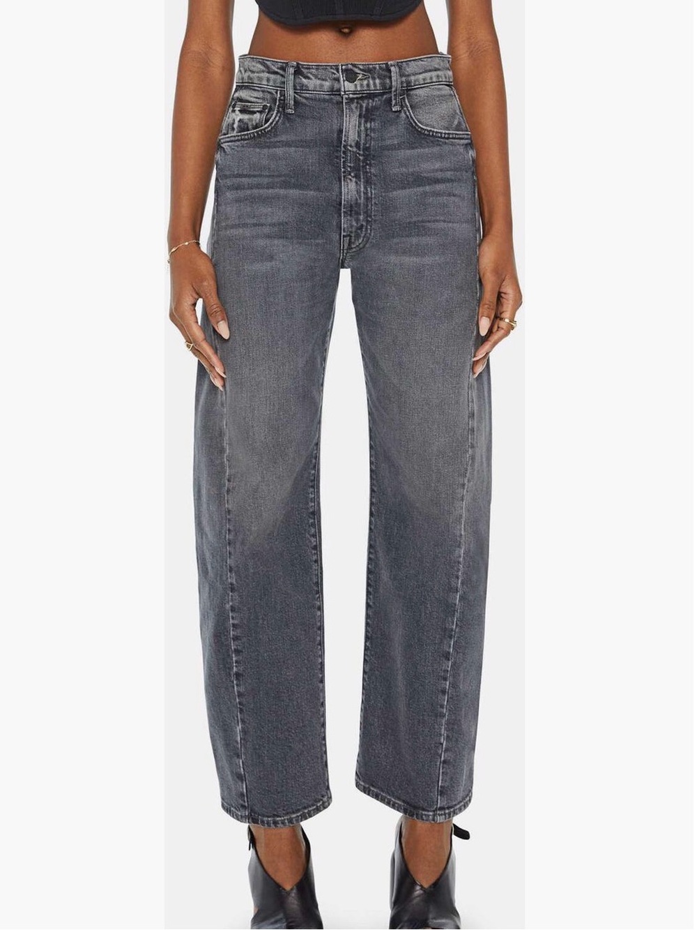 MOTHER Half Pipe Flood Outta Site 26 Gray High-Rise Jeans
